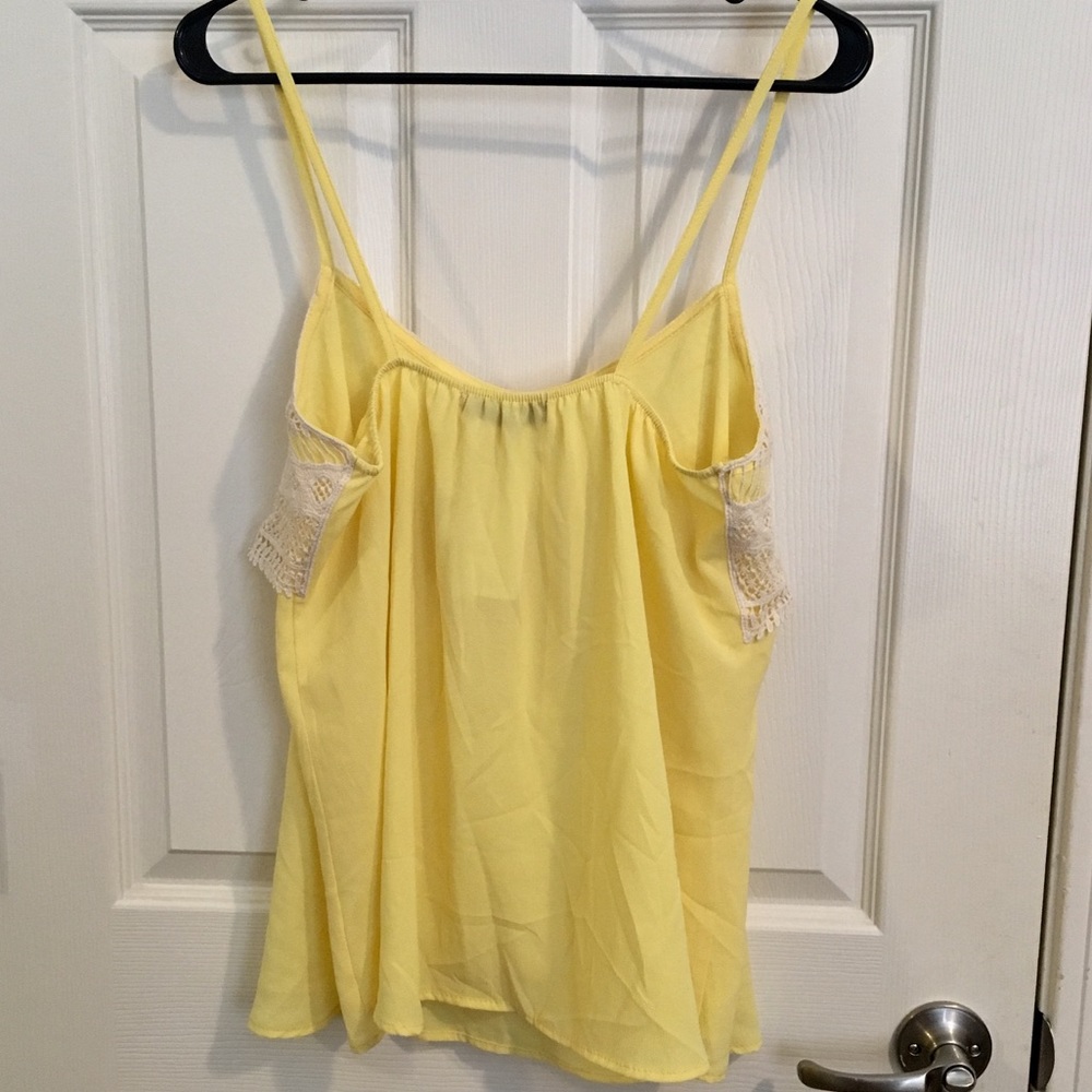 Almost Pink Tank Blouse Yellow With Lace NWT - Picture 3 of 3